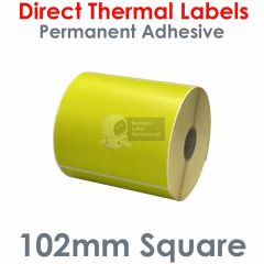 Lime green labels 102mm x 102mm direct thermal