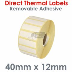 Low tack labels 40mm x 12mm direct thermal