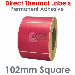 Magenta labels 102mm square direct thermal
