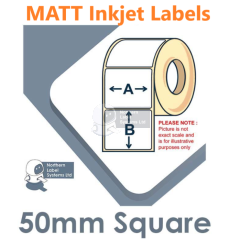 050050J1NPW1-1250, For Primera LX600e, LX3000e, LX2000e, MATT Paper Labels, Permanent Adhesive, 50mm x 50mm, 1,250 per roll