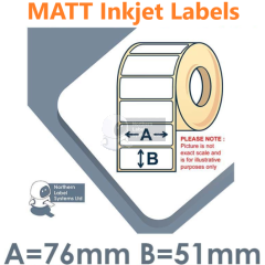 076051J1NPW1-1250, For Primera LX600e, LX3000e, LX2000e, MATT Paper Labels, Permanent Adhesive, 76mm x 51mm, 1,250 per roll