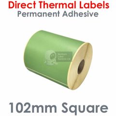 Mint green labels 102mm x 102mm direct thermal