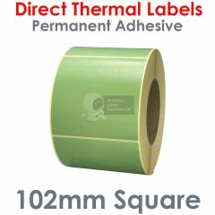 Mint green labels 102mm square direct thermal