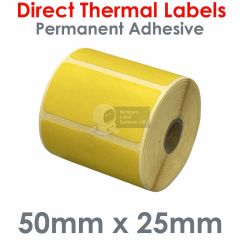 Yellow labels 50mm x 25mm for mobile label printer