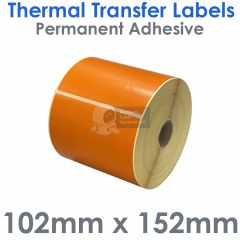 Orange labels thermal transfer 102mm x 152mm