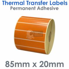 Orange 85mm x 20mm labels thermal transfer