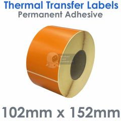 Orange labels thermal transfer 102mm x 152mm