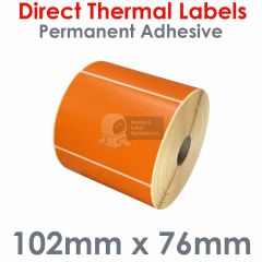 Orange labels 102mm x 76mm direct thermal