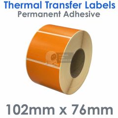 Orange labels 102mm x 76mm thermal transfer