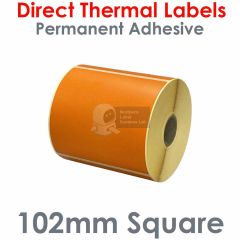 102mm x 102mm orange labels direct thermal