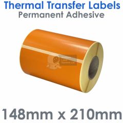 Orange labels 148mm x 210mm small roll