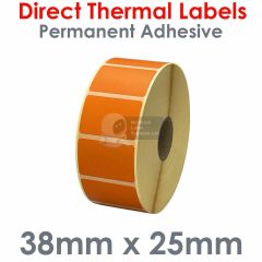 Orange labels direct thermal 38mm x 25mm
