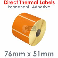Orange labels 76mm x 51mm direct thermal