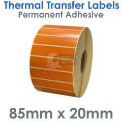 Orange labels 85mm x 20mm thermal transfer