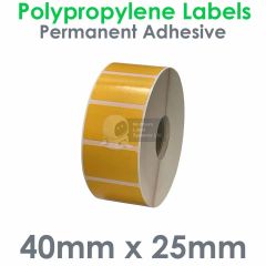 Orange polypropylene labels 40mm x 25mm