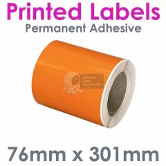 76mm x 301mm Orange Gloss Polypropylene Labels