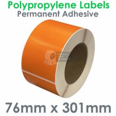 76mm x 301mm orange polypropylene labels on roll