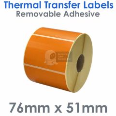 Orange labels with removable adhesive thermal transfer