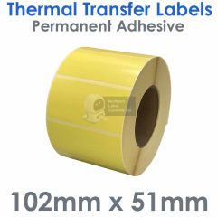 Pale yellow thermal transfer labels 102mm x 51mm