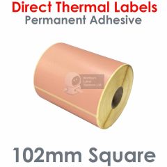 Peach labels 102mm x 102mm direct thermal