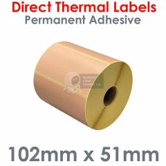 Peach labels 102mm x 51mm direct thermal