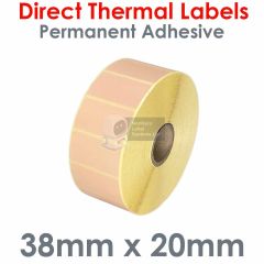 Peach labels 38mm x 20mm direct thermal