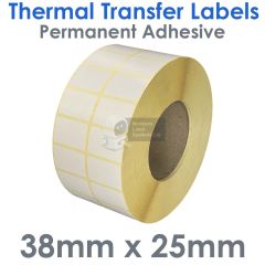 38mm x 25mm thermal transfer labels 2 across