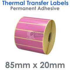 Pink 85mm x 20mm labels thermal transfer