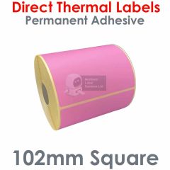 Pink labels 102mm x 102mm direct thermal