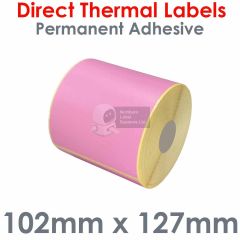 Pink labels 102mm x 127mm direct thermal