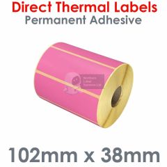 Pink labels 102mm x 38mm direct thermal