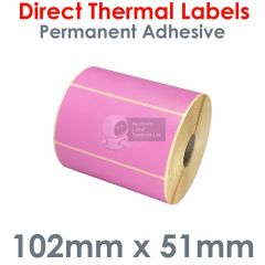 Pink labels 102mm x 51mm direct thermal