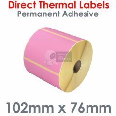 Pink labels 102mm x 76mm direct thermal