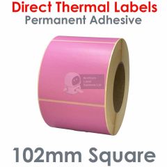 Pink labels 102mm square direct thermal