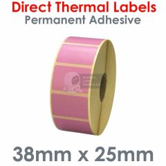 Pink labels 38mm x 25mm direct thermal