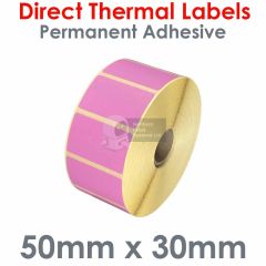 Pink labels direct thermal 50mm x 30mm
