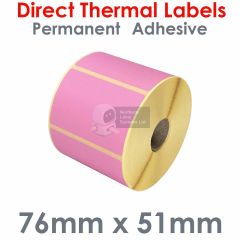Pink labels 76mm x 51mm direct thermal