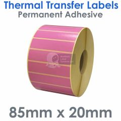Pink labels 85mm x 20mm thermal transfer