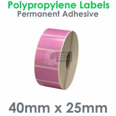 Pink polypropylene labels 40mm x 25mm