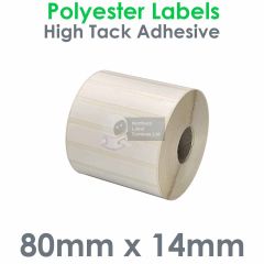 Polyester labels 80mm x 14mm with high tack adhesive