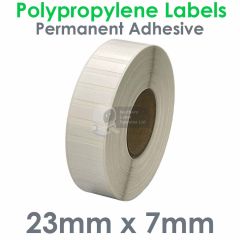 23mm x 7mm white polypropylene labels large roll