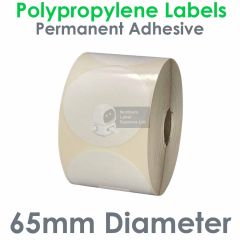 65mm diameter round polypropylene labels