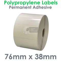 76mm x 38mm labels waterproof polypropylene