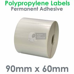 90mm x 60mm labels polypropylene gloss white