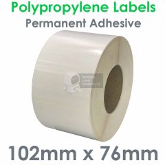 102mm x 76mm polypropylene labels
