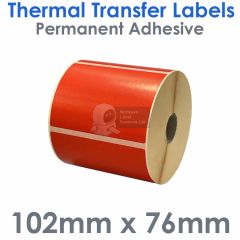 Red 102mm x 76mm labels thermal transfer