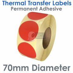 70mm round red labels thermal transfer