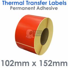 Red labels thermal transfer 102mm x 152mm