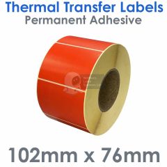 Red labels 102mm x 76mm thermal transfer
