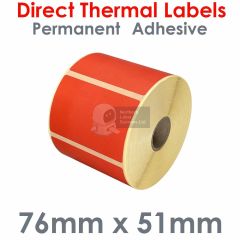 Red labels direct thermal 76mm x 51mm